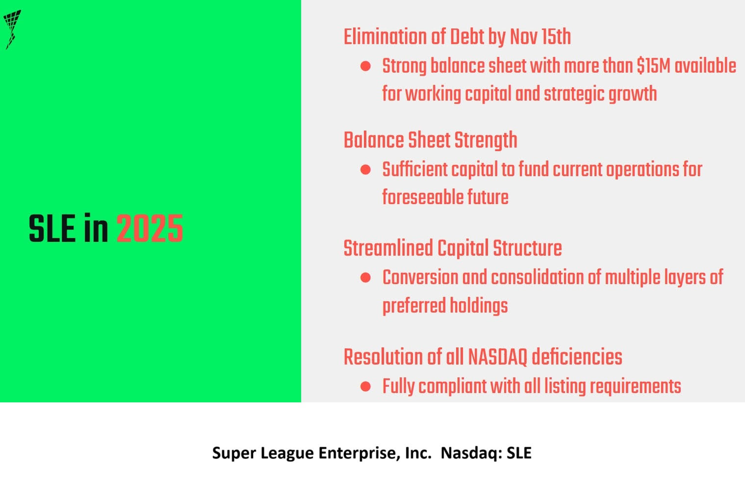$SLE NASDAQ: SLE Highlights